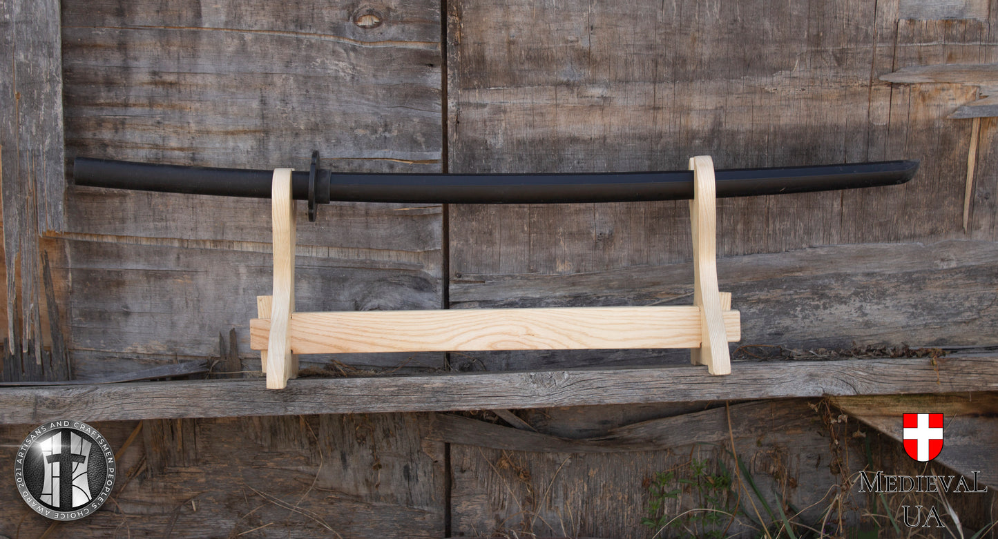 Wooden medieval sword stand