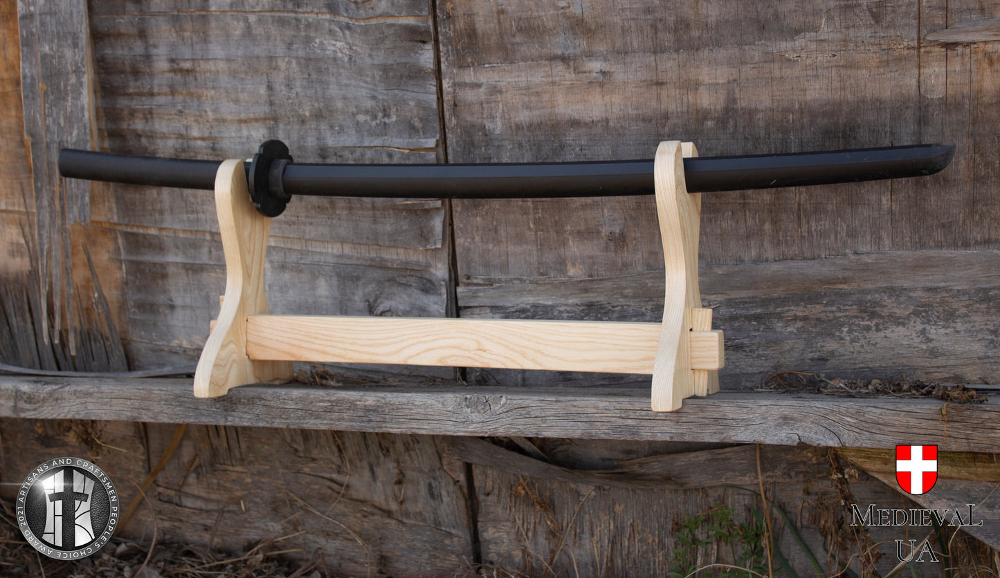 Wooden medieval sword stand