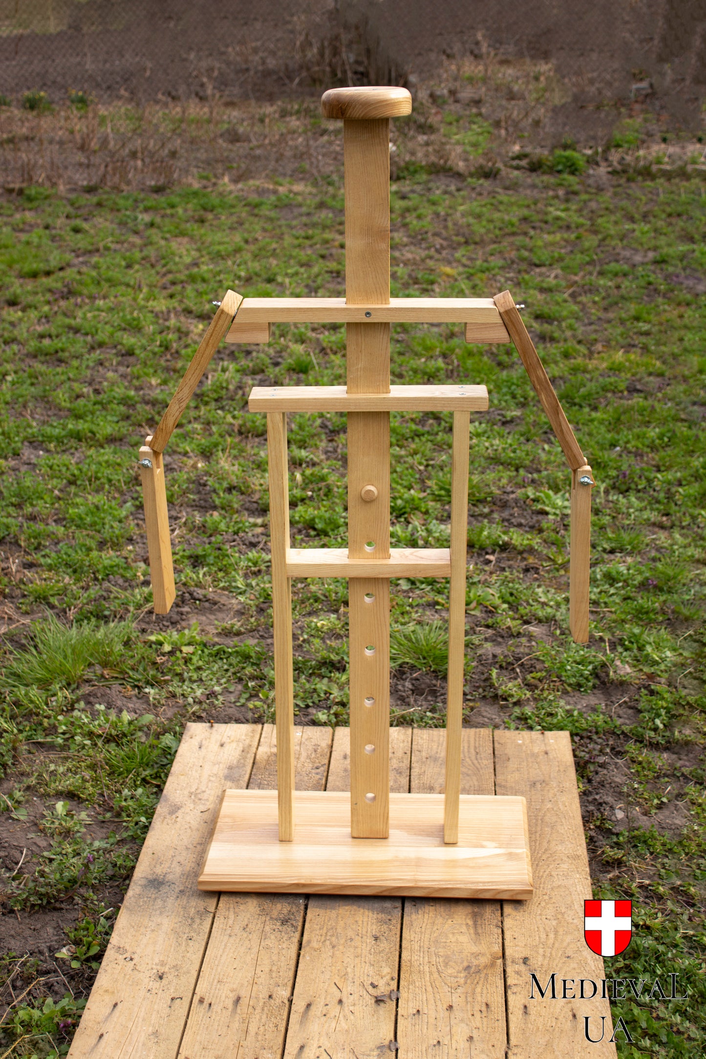 Wooden stand for medieval armor