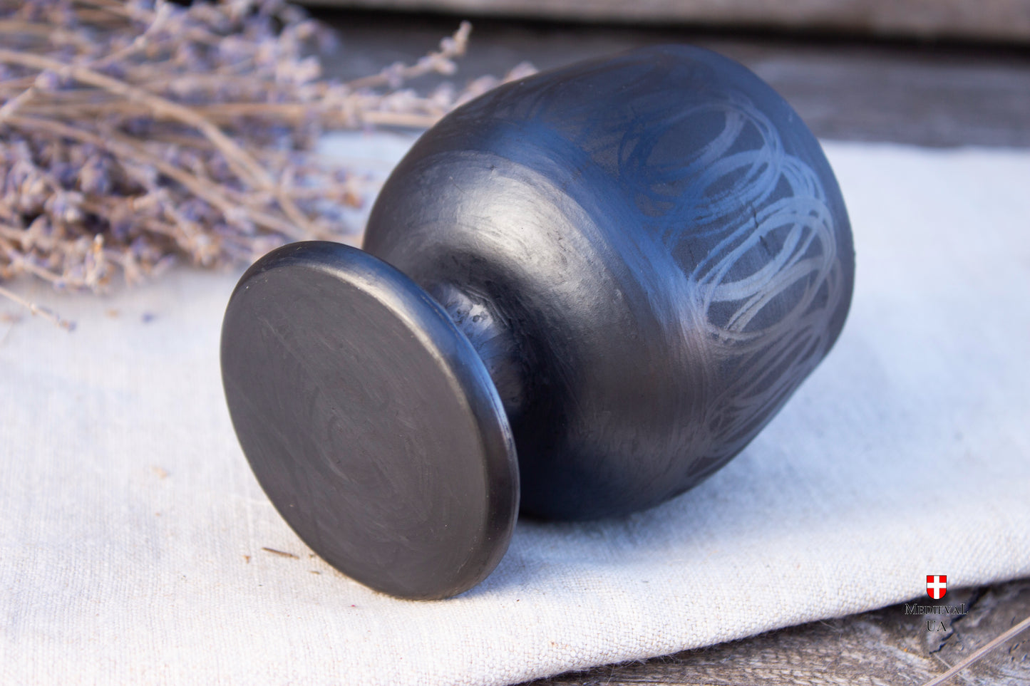 Handmade Black-Smoked Goblet 200ml - Slavic Ceramic, Reenactment Tableware
