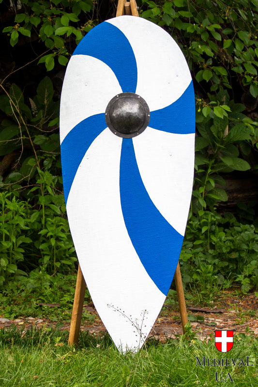 Big kite shield with blue-white pattern