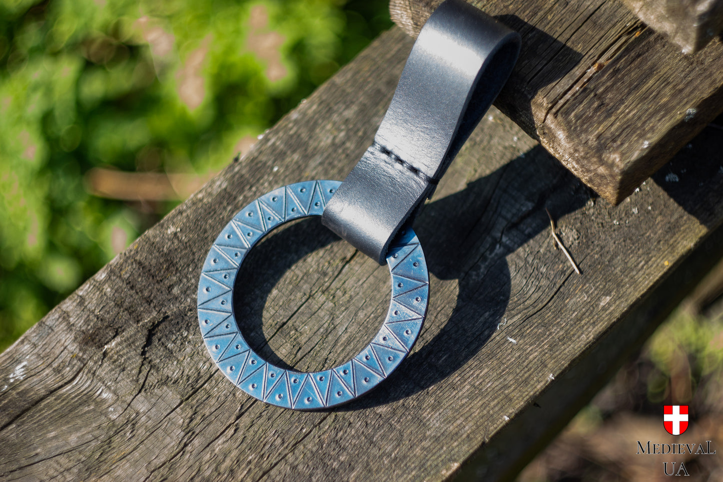Leather belt loop with metal ring