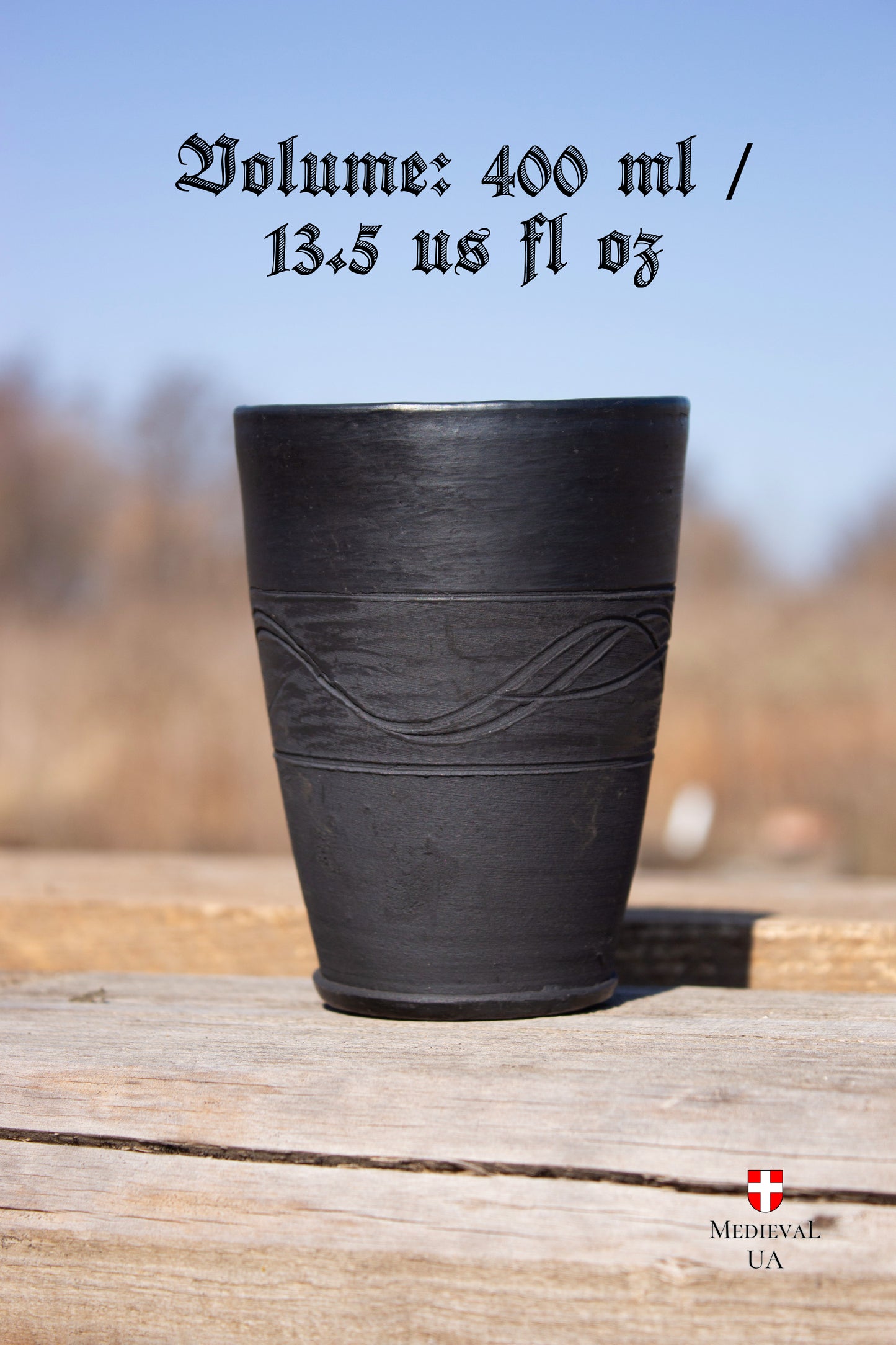 Black Viking goblet on a table 