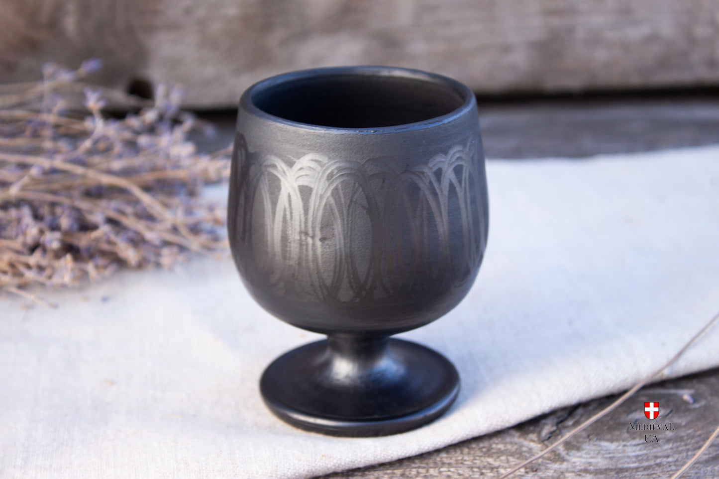 Handmade Black-Smoked Goblet 200ml - Slavic Ceramic, Reenactment Tableware