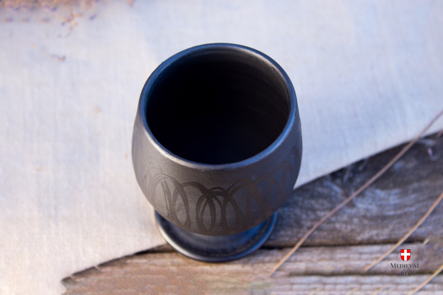 Handmade Black-Smoked Goblet 200ml - Slavic Ceramic, Reenactment Tableware